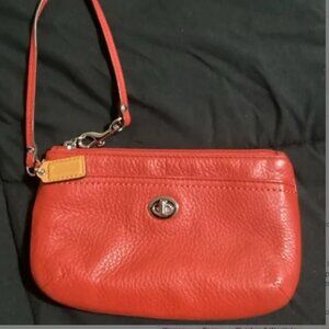 COACH Park Leather Medium Wristlet F49472 – Red & Silver NWOT